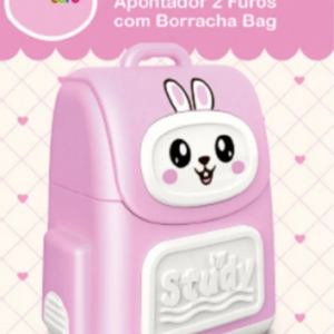 APONTADOR 2 FUROS COM BORRACHA BAG ROSA.