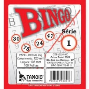Cartela De Bingo Tamoio Jornal 100 Folhas - 360 Unidades