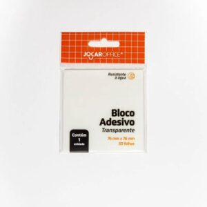 BLOCO ADESIVO TRANSPARENTE CRISTAL 76MMX76MM 50F - JOCAR OFFICE