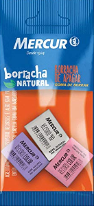 BORRACHA MERCUR RECORD 40 COLOR BRANCA + LILAS + ROSA PULL PACK 3 PCS