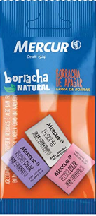 BORRACHA MERCUR RECORD 40 COLOR BRANCA + LILAS + ROSA PULL PACK 3 PCS