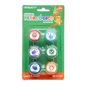 CARIMBO PEDAGOGICO AUTOTINTADO BLISTER C/ 6 UND LEOELEO