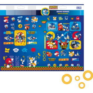 Cartela De Adesivo Decorado Duplo Sonic The Hedgehog Tilibra