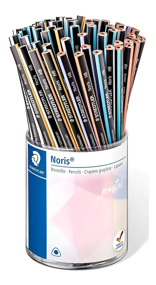 3x Lápis Preto Grafite Hb Triangular Staedtler Noris Pastel