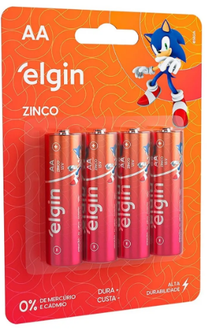 Elgin Pilha Zinco Carvão Aa Pequena R6 Blister 4 Unidades