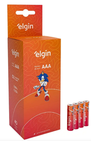 Kit Pilhas de Zinco ELE000000082342 do Tipo AAA Palito 1,5V Caixa 40 Unidades Elgin