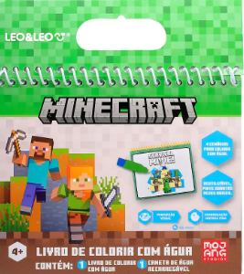 LIVRO DE COLORIR COM AGUA MINECRAFT OPPBAG C/ 1 UN LEO&LEO