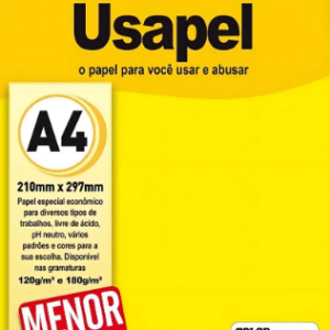 USAPEL COLOR AMARELO 180G/M2 210X297MM(A4) 50FLS