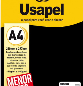 USAPEL COLOR PRETO 180G/M2 210X297MM(A4) 50FLS