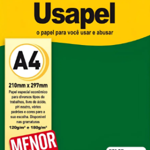 USAPEL COLOR VERDE 180G/M2 210X297MM(A4) 50FLS