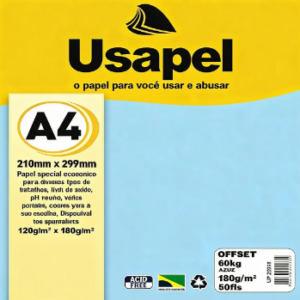 USAPEL OFFSET 60K AZUL 210X297MM(A4) 180G/M2 50FLS