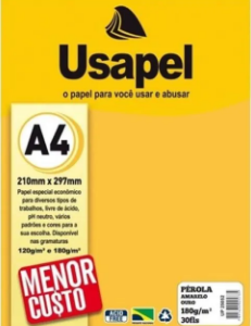 USAPEL PEROLA AMARELO OURO 180G/M2 210X297MM(A4) 30FLS