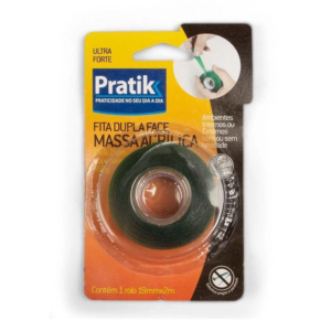 Fita Dupla Face Pratik 19mm x 2m Verde Massa Acrílica (0,8mm)