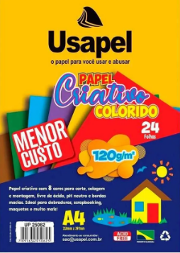 Usapel Papel Criativo 8 Cores 120g/M2 210X297 c/24Fls